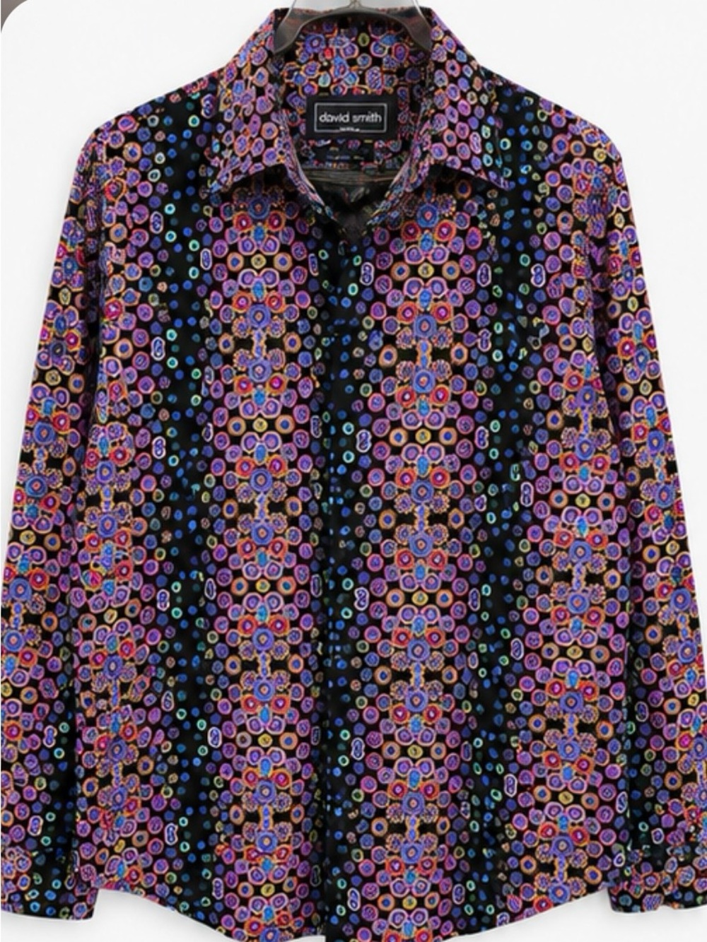 Men’s Black & Purple Geometric Print Button-Down Shirt